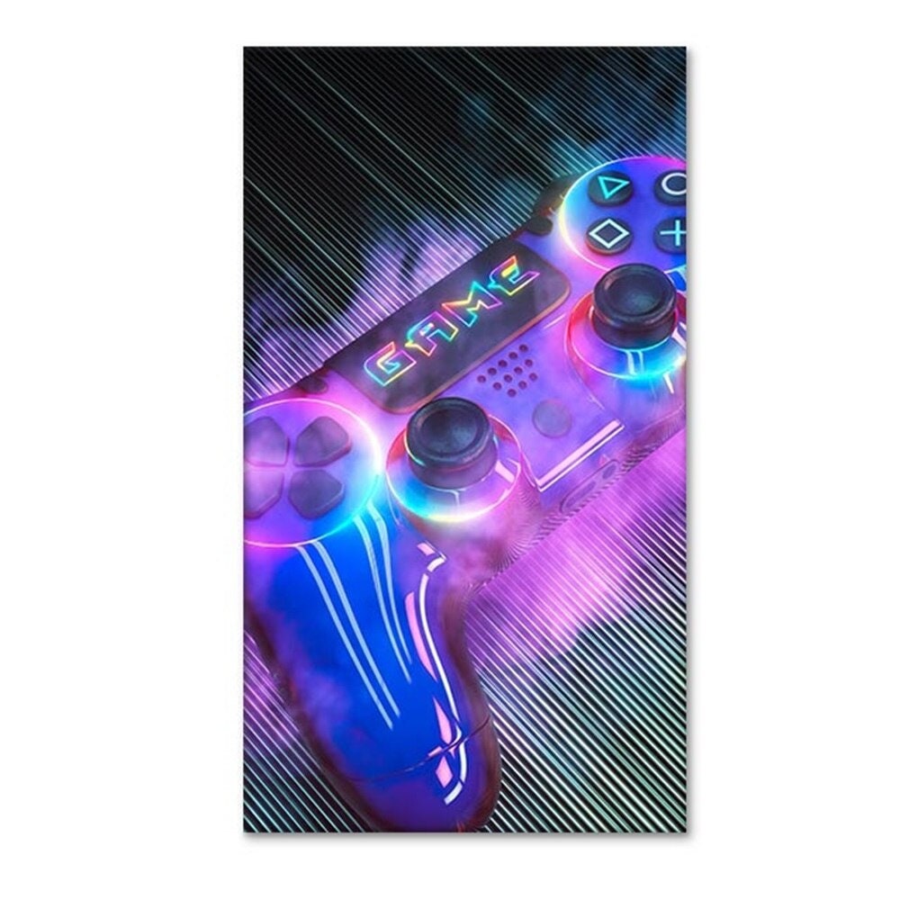 Poster Gamer Neonfarben mit Playstation Controller Gamepad als stylischer Deko Print ohne Rahmen-5