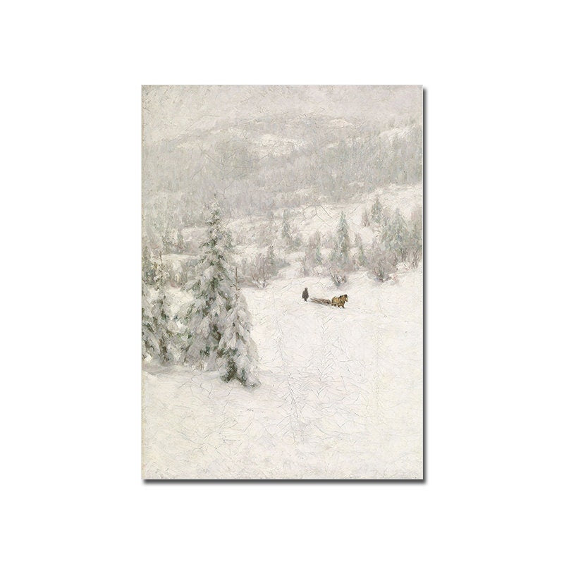 Poster Vintage Galerie Wand Kunst Set Landschaft Schnee Berge und Wälder Natur als Deko Print ohne Rahmen-7