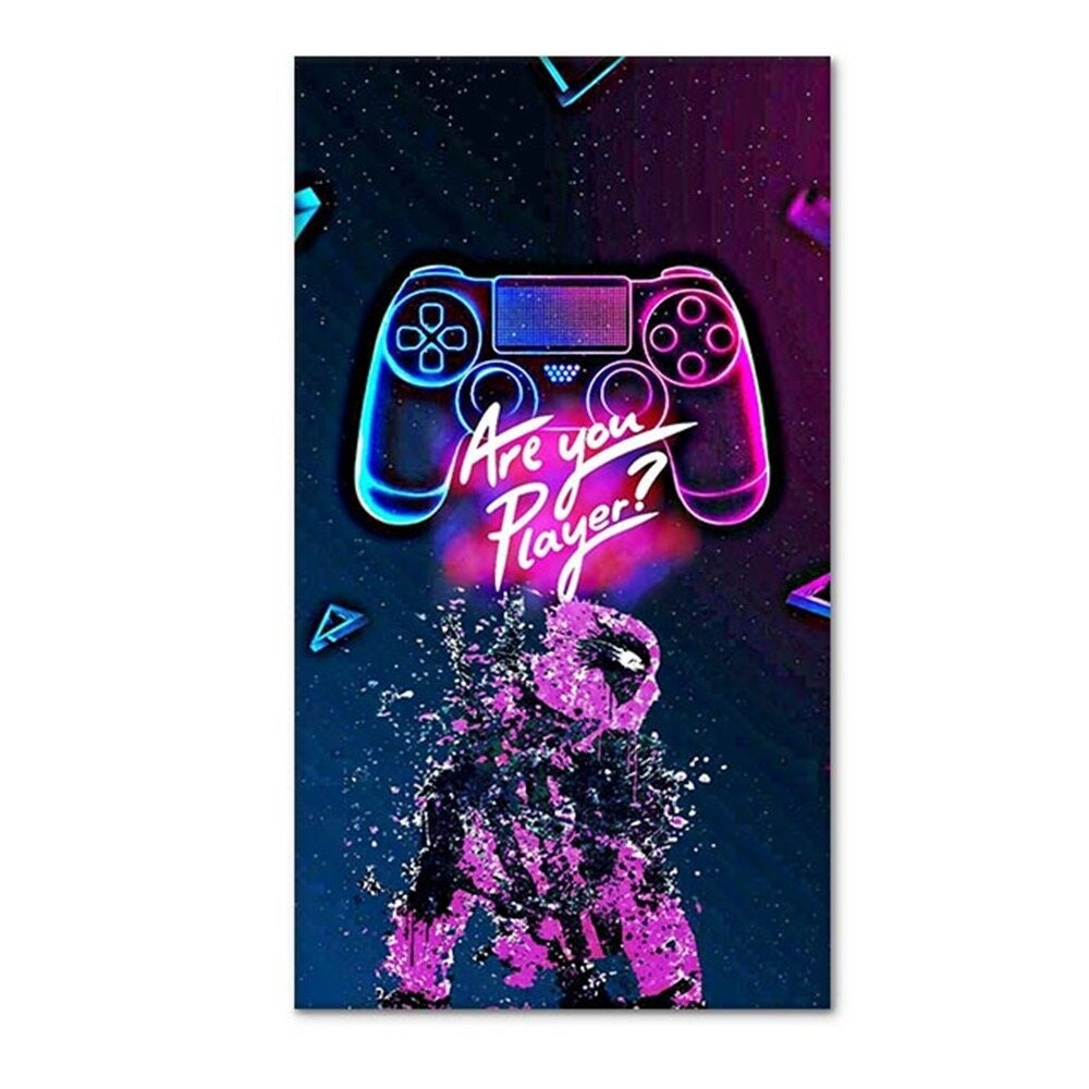 Poster Gamer Neonfarben mit Playstation Controller Gamepad als stylischer Deko Print ohne Rahmen-3