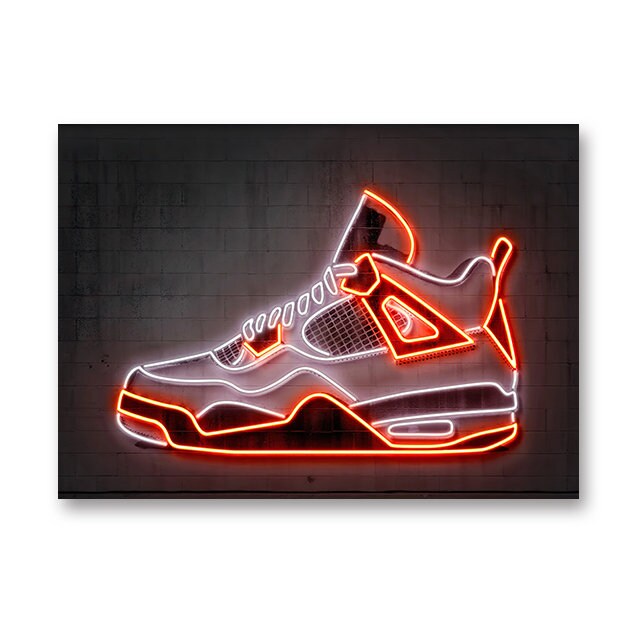 Poster Sneaker Basketballschuhe Neon leuchtend als Deko Print ohne Rahmen-3