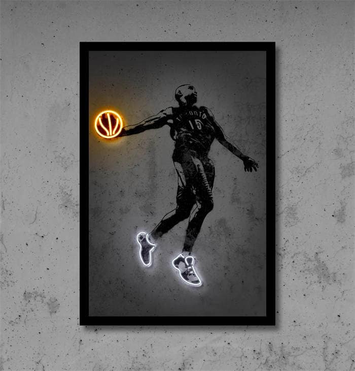 Poster Basketballspieler mit Neon Ball als Deko Print ohne Rahmen-5