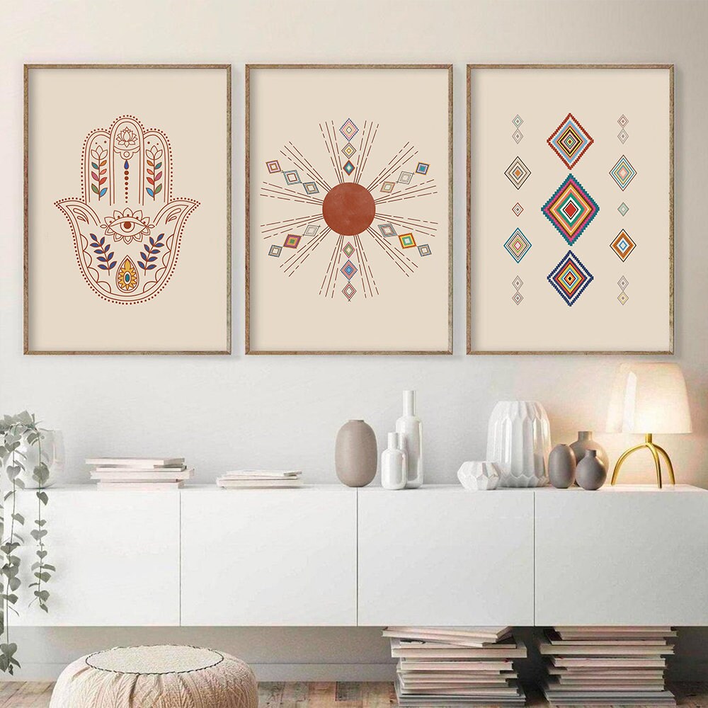 Poster Boho Marokkanisch Teppich Kunst Hand Fatima als Deko Print ohne Rahmen-2