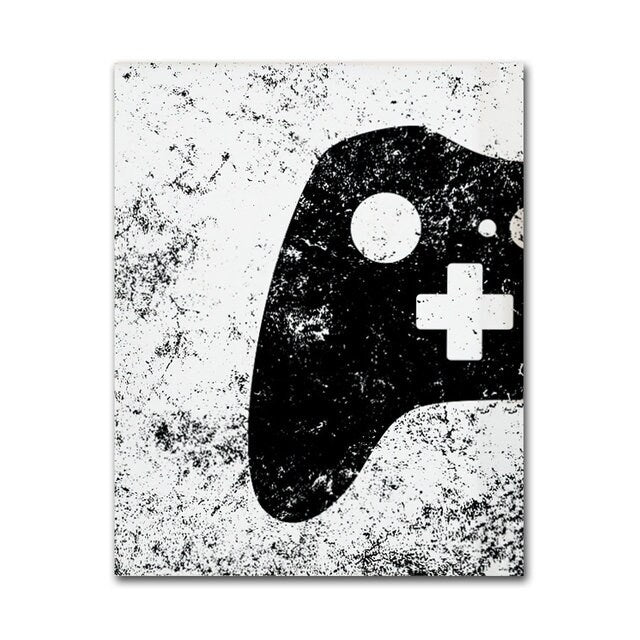 Poster Gamer Playstation Controller Schwarz Weiß I Deko Print ohne Rahmen-3