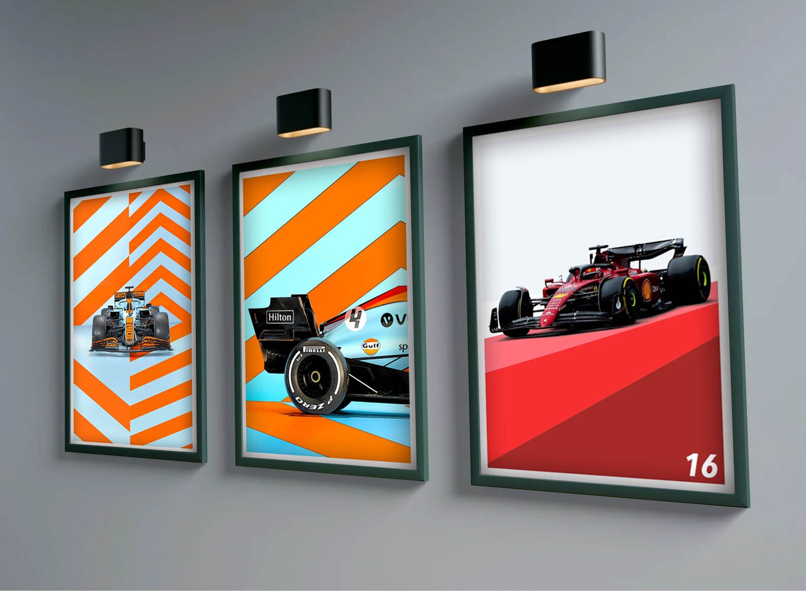 Poster Formel 1 Rennwagen Grand Prix Rennfahrer Namen Wagen Nummer I  Deko Print ohne Rahmen-0