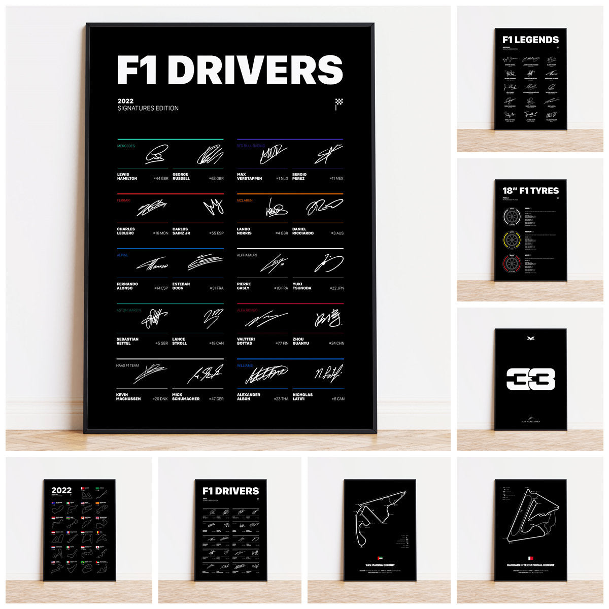 Poster Formel 1 Rennfahrer Legenden Unterschiften I  Deko Print ohne Rahmen-0