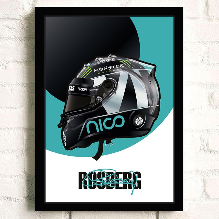 Poster Formel 1 Helm Rennfahrer Name Unterschrift I Deko Print ohne Rahmen-2