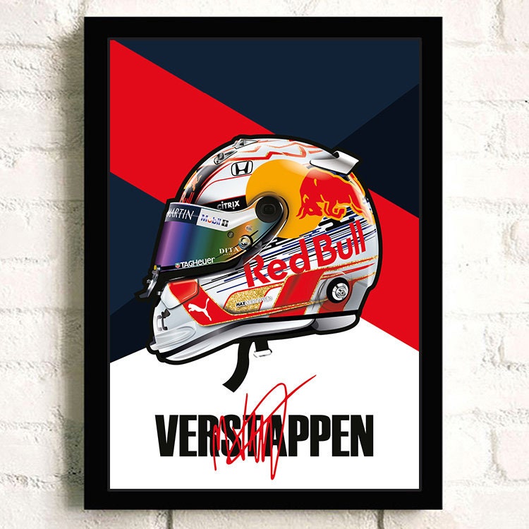 Poster Formel 1 Helm Rennfahrer Name Unterschrift I Deko Print ohne Rahmen-3