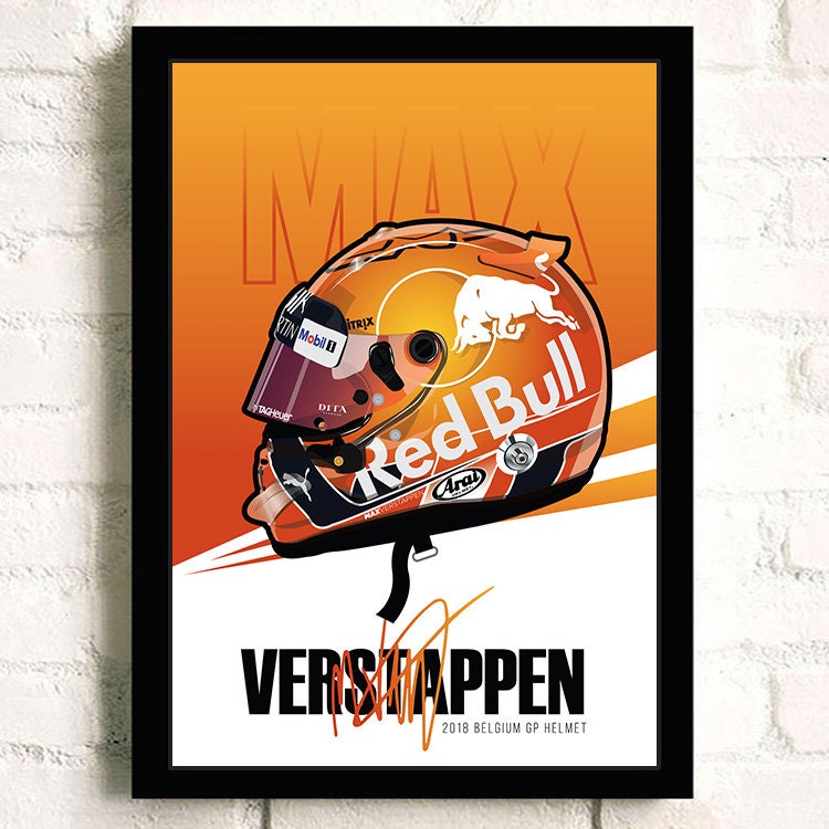 Poster Formel 1 Helm Rennfahrer Name Unterschrift I Deko Print ohne Rahmen-0