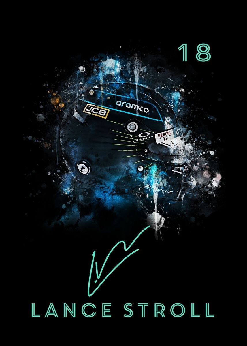 Poster Formel 1 Helm Aquarell Rennfahrer Name Unterschrift Rennnummer I Deko Print ohne Rahmen-4