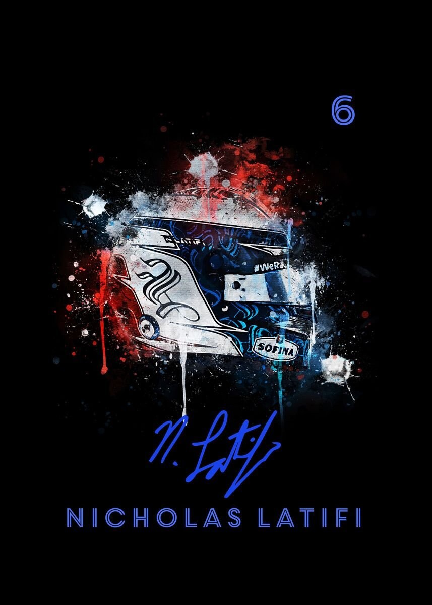 Poster Formel 1 Helm Aquarell Rennfahrer Name Unterschrift Rennnummer I Deko Print ohne Rahmen-7