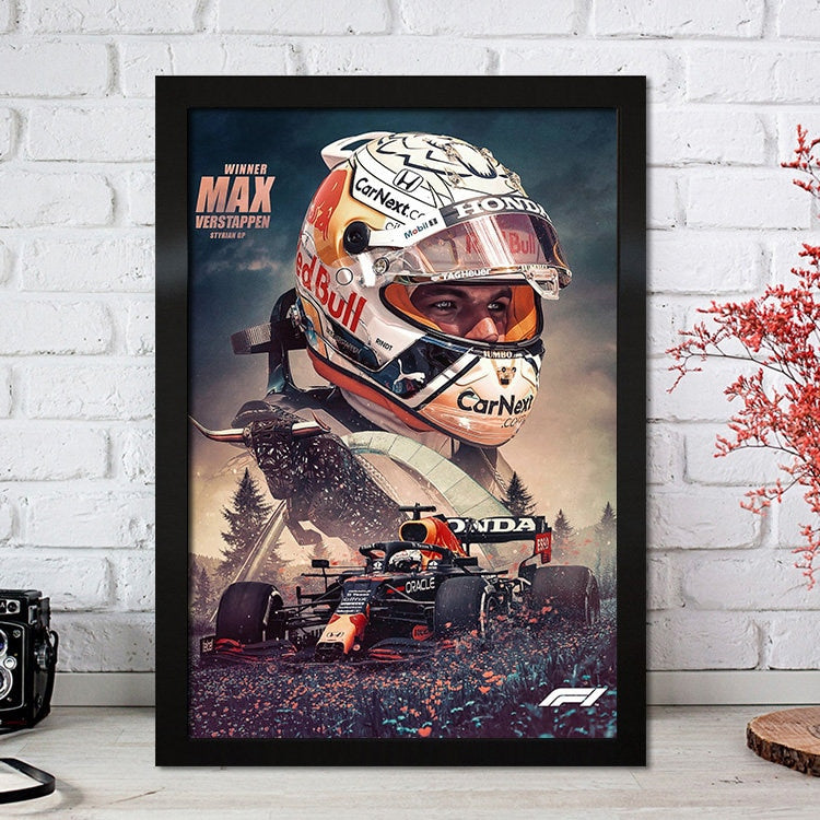 Poster Formel 1 Max Verstappen Rennfahrer Helm Rennwagen Red Bull I Deko Print ohne Rahmen-0