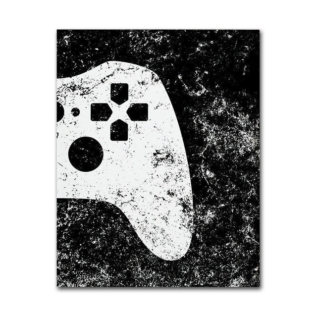 Poster Gamer Playstation Controller Schwarz Weiß I Deko Print ohne Rahmen-4