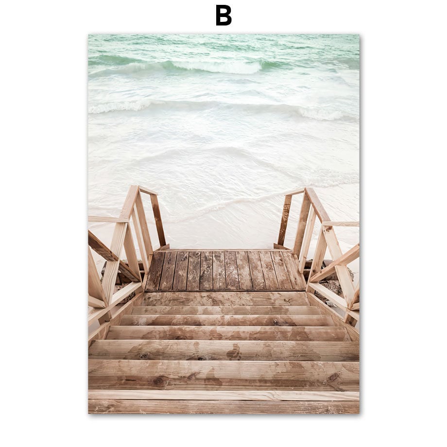 Poster Meer Blätter Überwasser Bungalow Strandschaukel I Wandbilder Wohnzimmer & Schlafzimmer I  Deko Print Bilder I ohne Rahmen-2