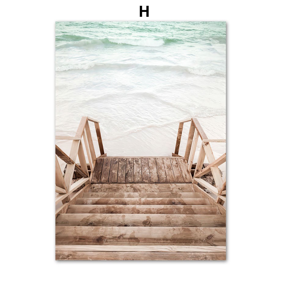 Poster Meer Blätter Überwasser Bungalow Strandschaukel I Wandbilder Wohnzimmer & Schlafzimmer I  Deko Print Bilder I ohne Rahmen-8