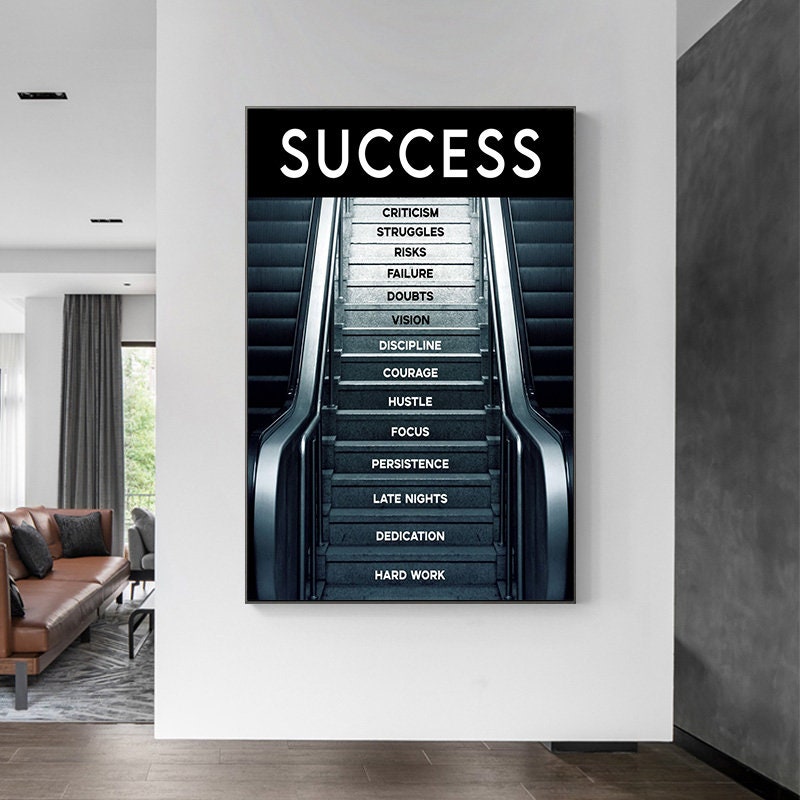 Poster Motivation Erfolg Treppe I Wandbilder Wohnzimmer & Schlafzimmer I Deko Print Bilder I ohne Rahmen-2