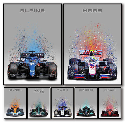 Poster Formel 1  Rennwagen Aquarell I Deko Print ohne Rahmen-0