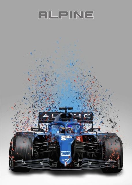 Poster Formel 1  Rennwagen Aquarell I Deko Print ohne Rahmen-2