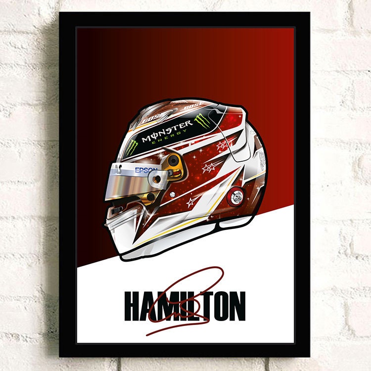 Poster Formel 1 Helm Rennfahrer Name Unterschrift I Deko Print ohne Rahmen-2