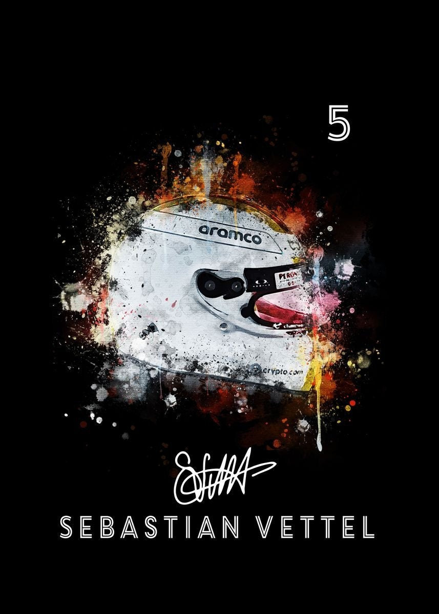 Poster Formel 1 Helm Aquarell Rennfahrer Name Unterschrift Rennnummer I Deko Print ohne Rahmen-6