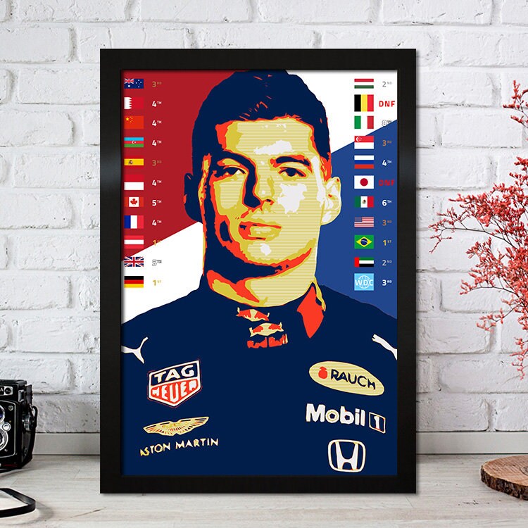 Poster Formel 1 Max Verstappen Rennfahrer Helm Rennwagen Red Bull I Deko Print ohne Rahmen-7