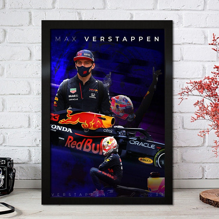 Poster Formel 1 Max Verstappen Rennfahrer Helm Rennwagen Red Bull I Deko Print ohne Rahmen-1