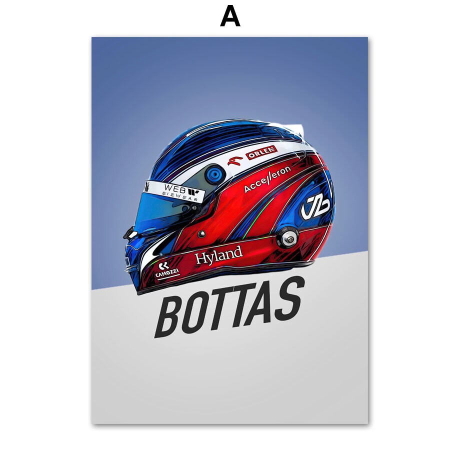 Poster Formel 1 Rennwagen Helm Rennfahrername I Deko Print ohne Rahmen-1