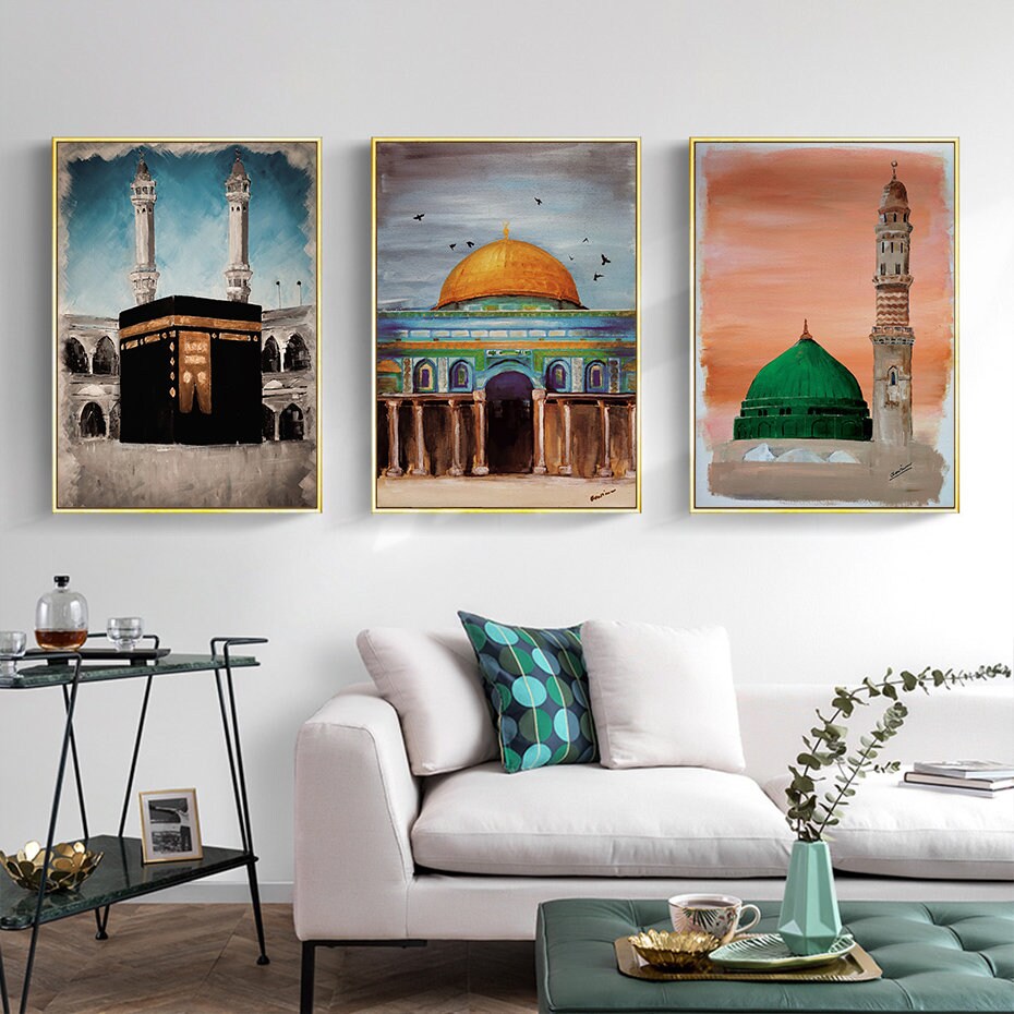 Poster Al Aqsa Moschee Kaaba Minarett I Wandbilder Wohnzimmer & Schlafzimmer I Deko Print Bilder I ohne Rahmen-1