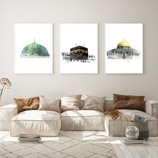 Poster Islam Al Aqsa Mosche Kaaba I Wandbilder Wohnzimmer & Schlafzimmer I Deko Print Bilder I ohne Rahmen-0