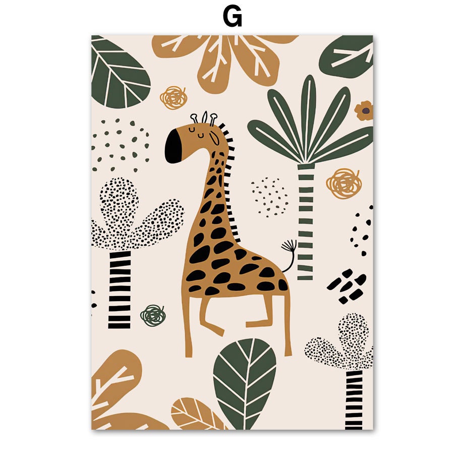 Poster Safari Abenteuer Löwe Giraffe I Kinderzimmer Wandbilder I Spielzimmer Dekoration I  Wand Deko Print I ohne Rahmen-7