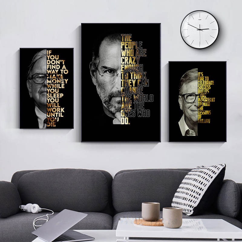 Poster Motivation Zitate Bill Gates Warren Buffet Steve Jobs I  Wand Deko Print  I ohne Rahmen-0