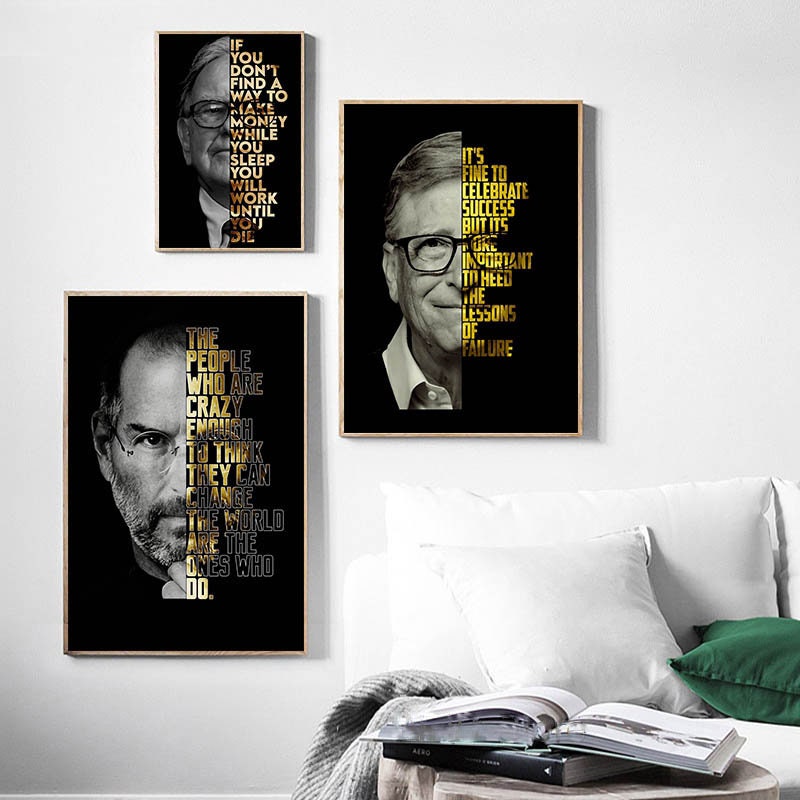 Poster Motivation Zitate Bill Gates Warren Buffet Steve Jobs I  Wand Deko Print  I ohne Rahmen-2