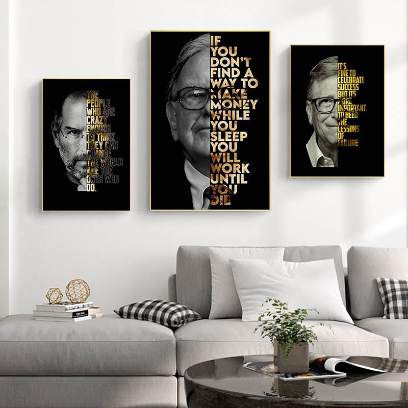 Poster Motivation Zitate Bill Gates Warren Buffet Steve Jobs I  Wand Deko Print  I ohne Rahmen-1