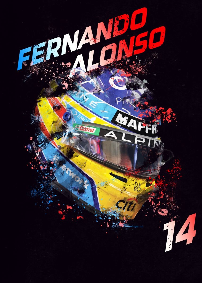 Poster Formel 1 Helme Rennfahrer Fahrernummer I Deko Print ohne Rahmen-6