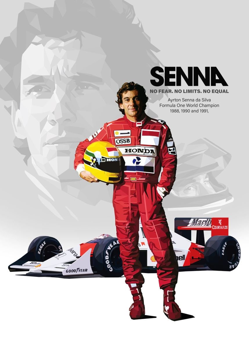 Poster Formel 1 Rennfahrer Rennwagen Ayrton Senna da Silva Legende I Deko Print ohne Rahmen-1