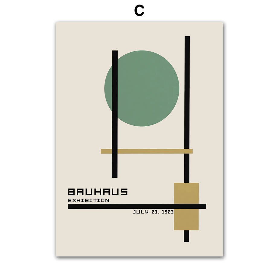 Poster Bauhaus Wandkunst Vintage Grün  I Wandbilder Wohnzimmer & Schlafzimmer I  Deko Print Bilder I ohne Rahmen-3