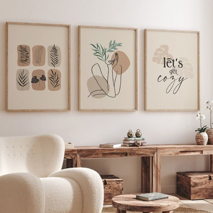 Poster Boho lets go cozy | Bilder Wohnzimmer | Wandbilder Schlafzimmer | Deko Print ohne Rahmen | Bilder Set Kunstdruck-0