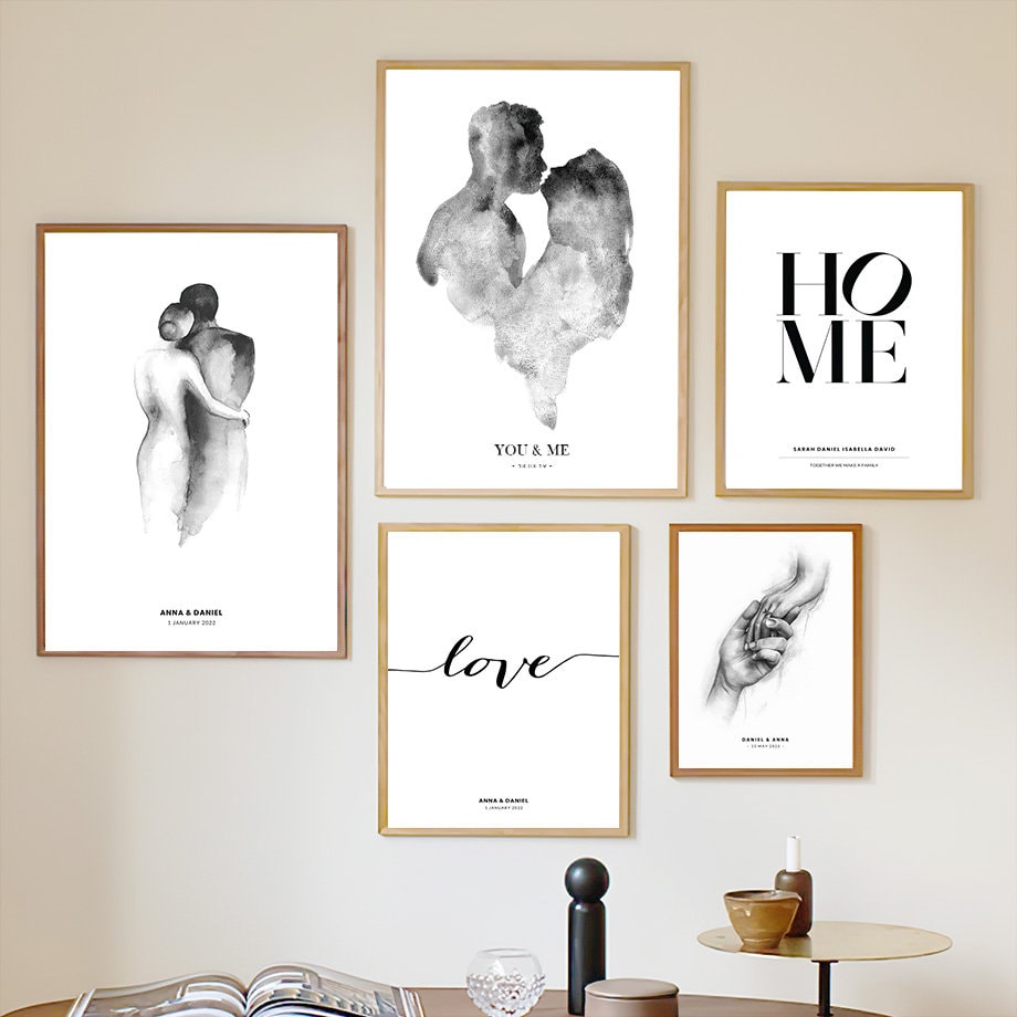 Poster Hochzeit Liebespaar Name Personalisiert I Wohnzimmer Bilder I Schlafzimmer Bilder I Wand Deko I Kunst Print I ohne Rahmen-1