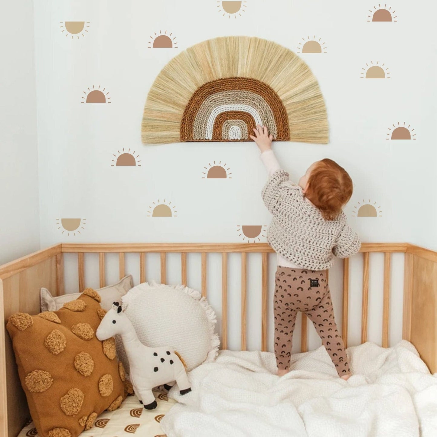 Sticker Kinderzimmer Wandaufkleber Boho Stil Sonne I Wand Deko I Wandtattoos I Babyzimmer Wand Deko I Sticker Set I 24 Stück-0