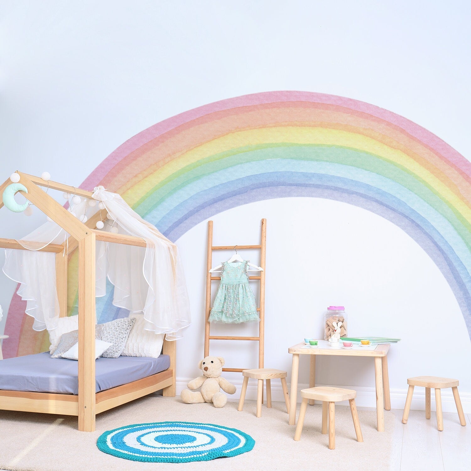 Sticker Kinderzimmer Wandaufkleber Boho Stil Regenbogen I Wand Deko I Wandtattoos I Babyzimmer Wand Deko I Wandbild Tapete I Wasserdicht-1