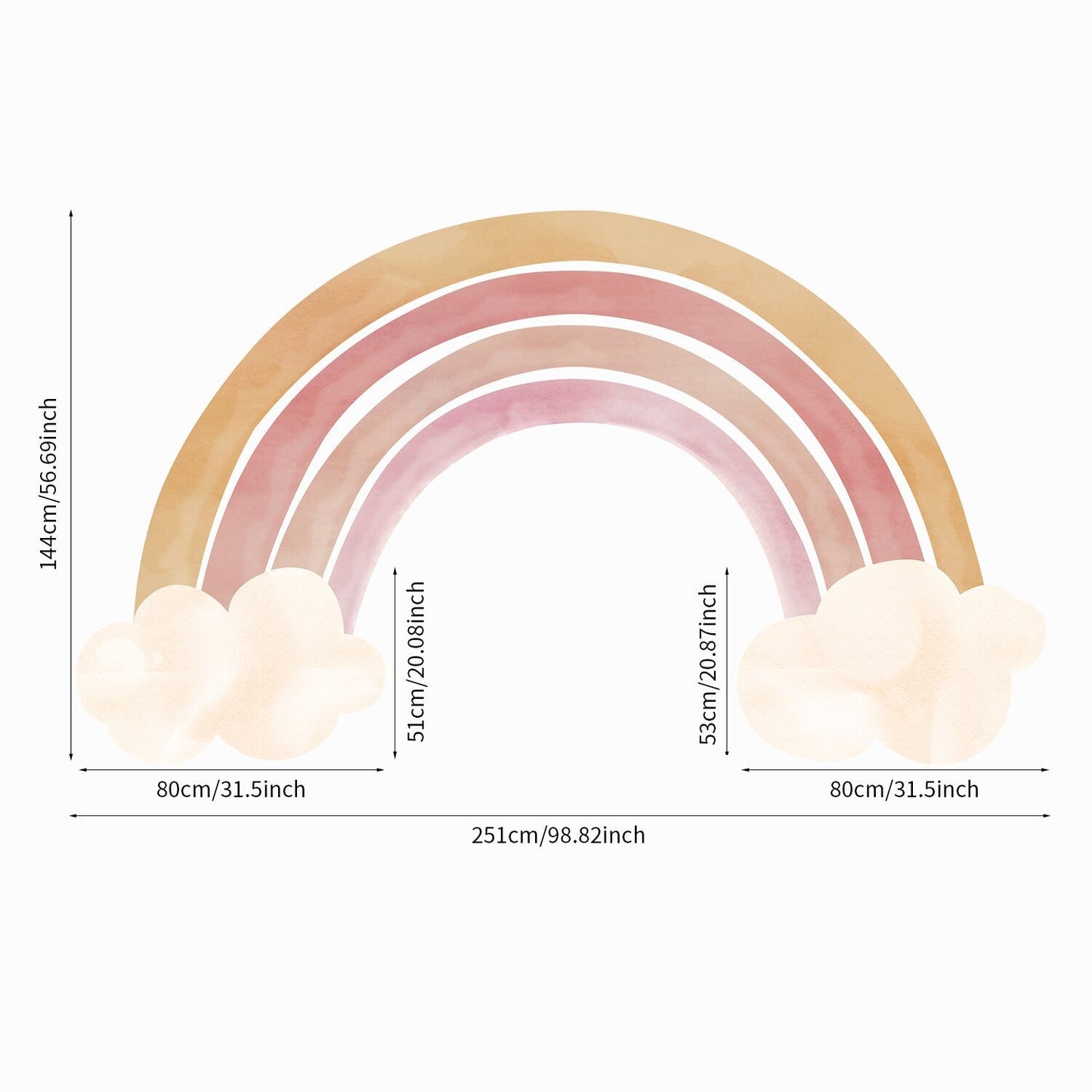 Sticker Kinderzimmer Wandaufkleber Regenbogen Wolken I Wand Deko I Wandtattoos I Babyzimmer Wand Deko I Wandbild Tapete I Wasserdicht-2