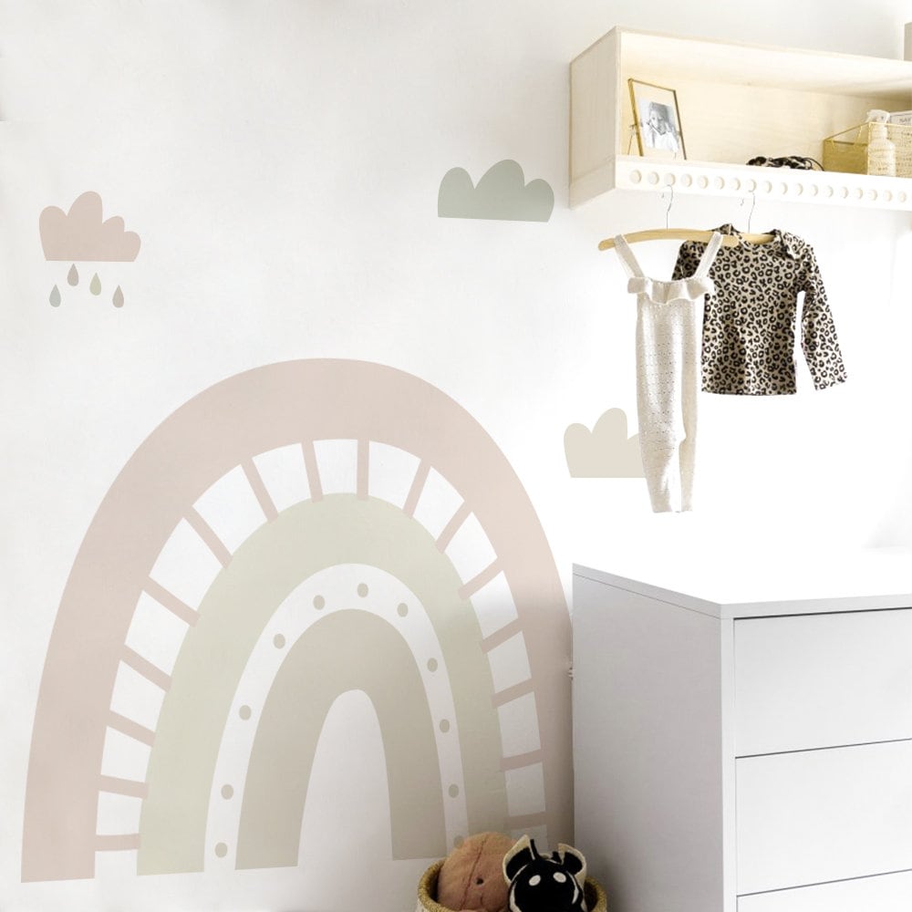 Sticker Kinderzimmer Wandaufkleber Boho Stil Regenbogen Wolken I Wand Deko I Wandtattoos I Babyzimmer Wand Deko I Sticker Set-2