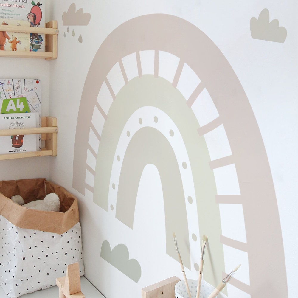 Sticker Kinderzimmer Wandaufkleber Boho Stil Regenbogen Wolken I Wand Deko I Wandtattoos I Babyzimmer Wand Deko I Sticker Set-1