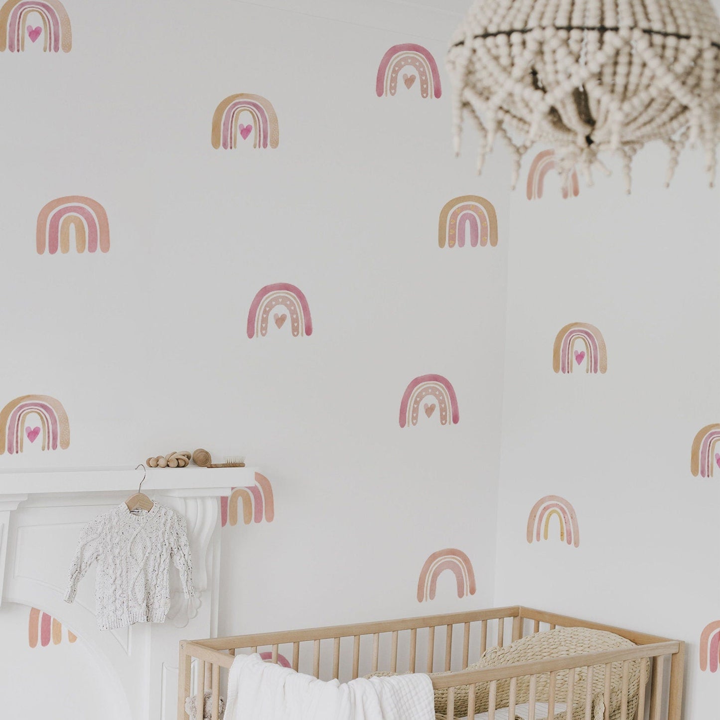 Sticker Kinderzimmer Wandaufkleber Boho Regenbogen Herz I Wand Deko I Wandtattoos I Babyzimmer Wand Deko I Sticker Set-1