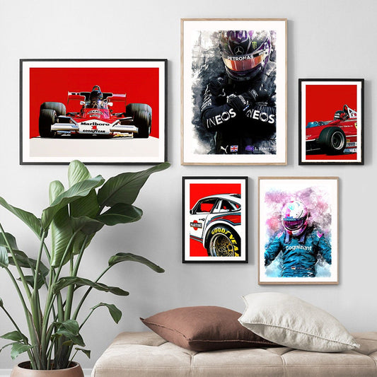 Poster Formel 1 Rennwagen Rennfahrer Aquarell I Deko Print ohne Rahmen-0