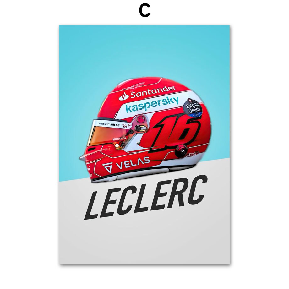 Poster Formel 1 Rennwagen Helm Rennfahrername I Deko Print ohne Rahmen-3