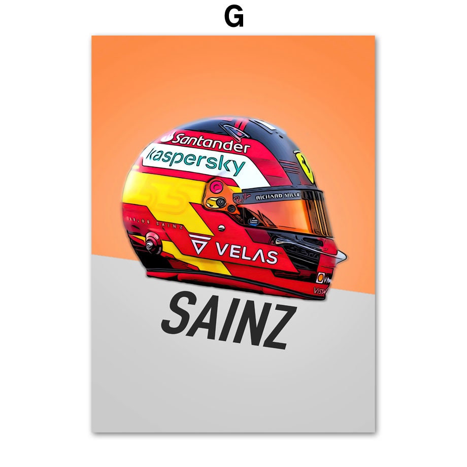 Poster Formel 1 Rennwagen Helm Rennfahrername I Deko Print ohne Rahmen-7