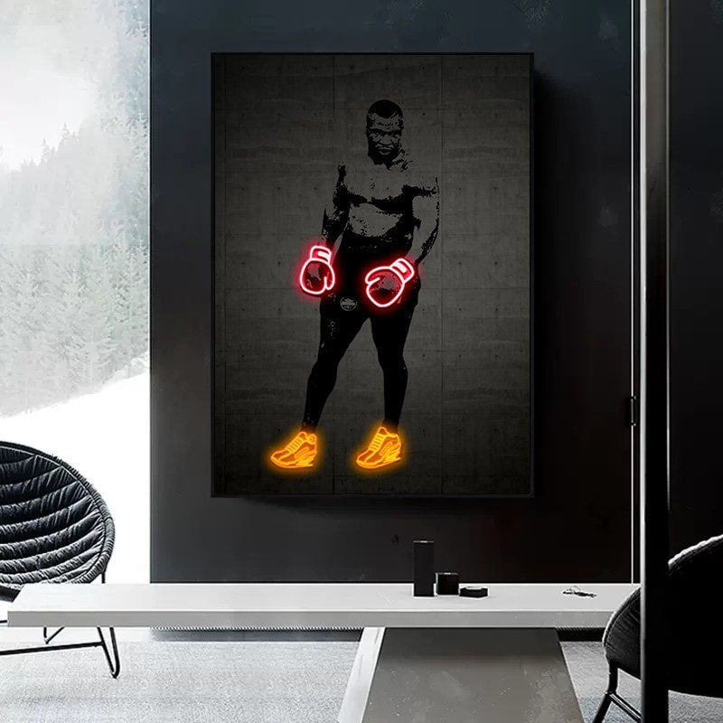 Poster Mike Tyson Neon Boxhandschuhe I Gym I Wohnzimmer Bilder I Trainingszimmer Bilder I Deko Print I ohne Rahmen-0