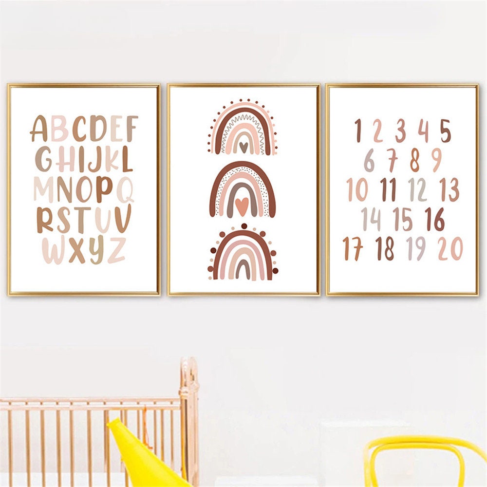 Poster Kinderzimmer Buchstaben Alphabet Boho I Kinderzimmer Bilder I Wand Deko I Kunst Druck I Deko Print I ohne Rahmen-1