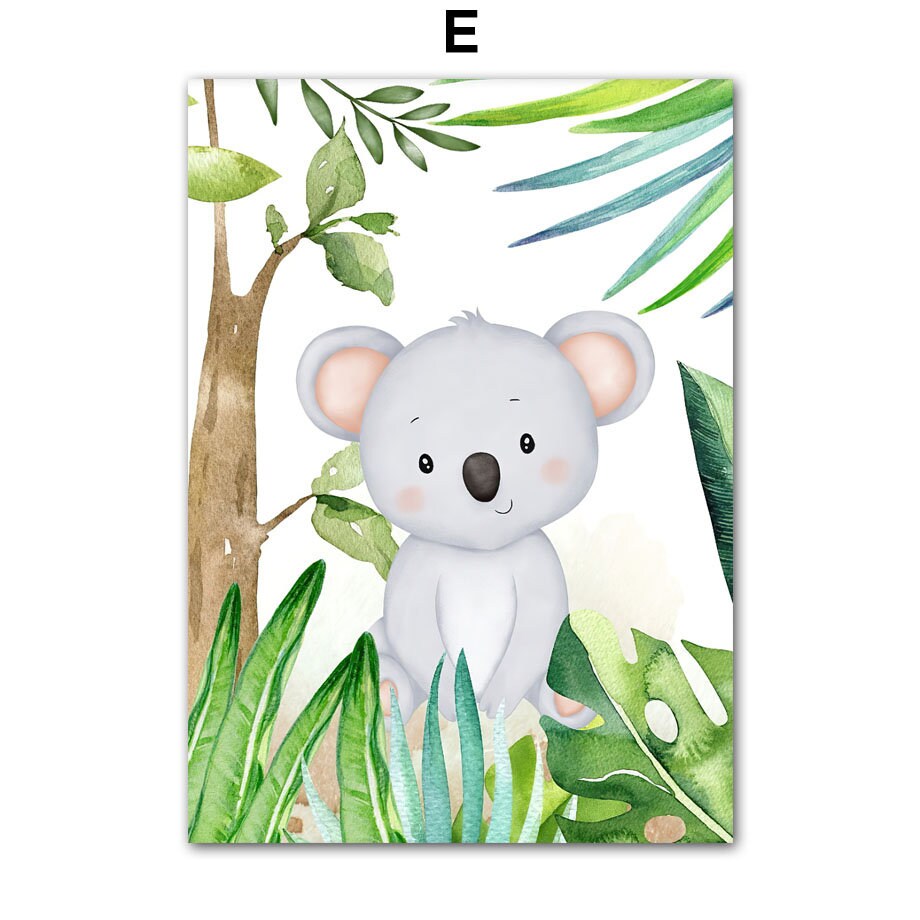 Poster Kinderzimmer Jungle Tiere Bäume I Kinderzimmer Bilder I Wand Deko I Kunst Druck I Deko Print I ohne Rahmen-7