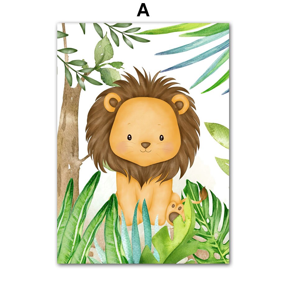 Poster Kinderzimmer Jungle Tiere Bäume I Kinderzimmer Bilder I Wand Deko I Kunst Druck I Deko Print I ohne Rahmen-3